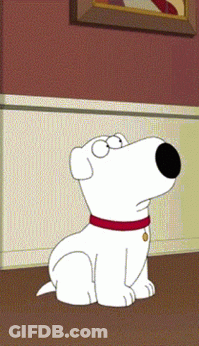 Cartoon Dog With Red Collar Sitting On Floor GIF