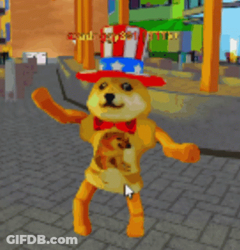 Cartoon Dog With Red White Blue Hat And Bow Tie GIF