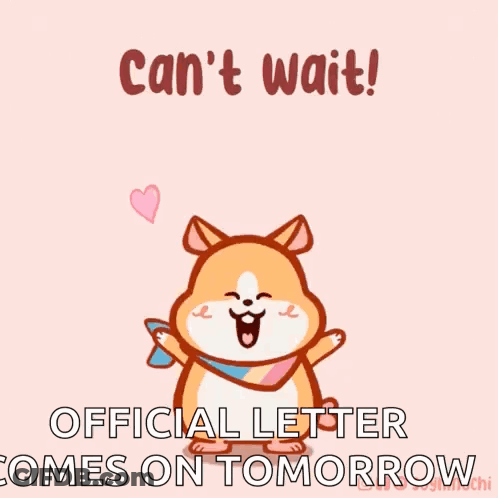 Cartoon Dog With Scarf Says Can't Wait Official Letter GIF