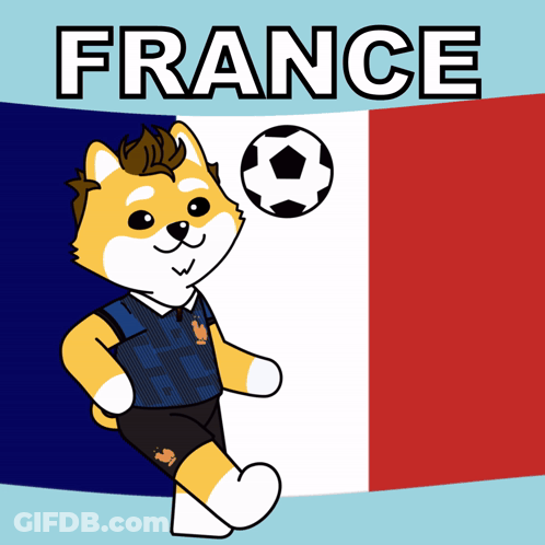 Cartoon Dog With Soccer Ball By France Flag GIF