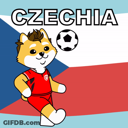 Cartoon Dog With Soccer Ball Czechia GIF