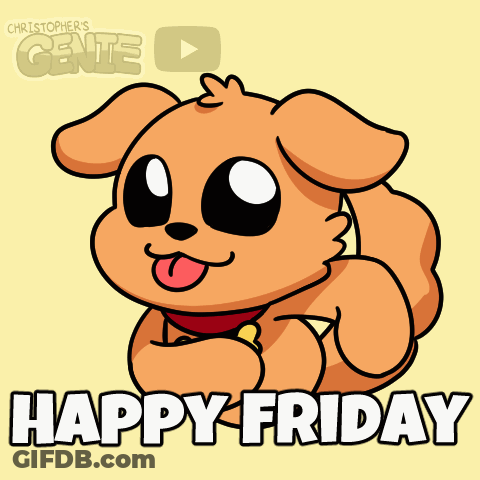 Cartoon Dog With Tongue Out Happy Friday GIF