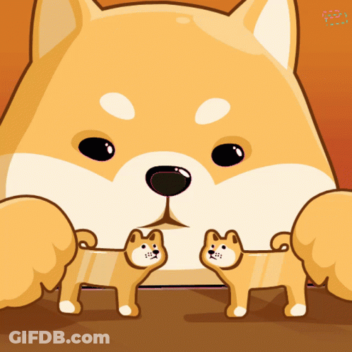 Cartoon Dog With Two Smaller Dogs GIF