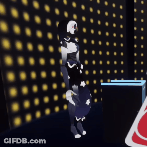 Cartoon Doing Handstand In Front Of Yellow Lights GIF