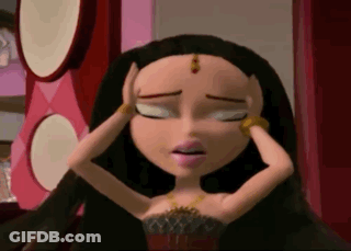 Cartoon Doll Holding Head With Both Hands GIF