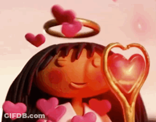 Cartoon Doll With Heart-Eyes And Key GIF