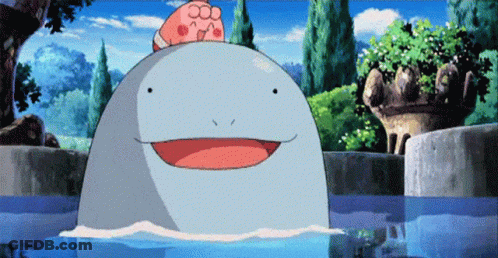 Cartoon Dolphin Swimming With Sponge On Head GIF