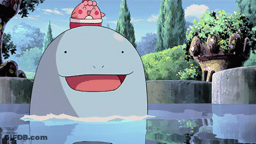 Cartoon Dolphin With Red Hat In Water GIF