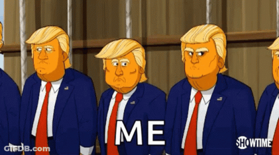 Cartoon Donald Trump Raising Hand GIF