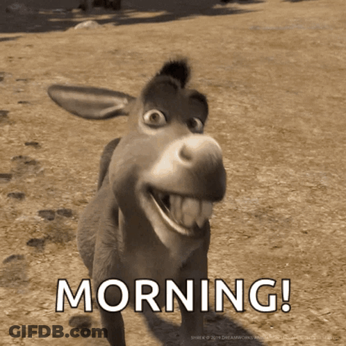 Cartoon Donkey Saying Morning GIF
