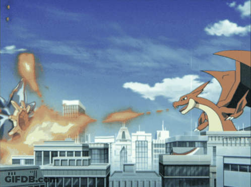 Cartoon Dragon Flying Over City GIF