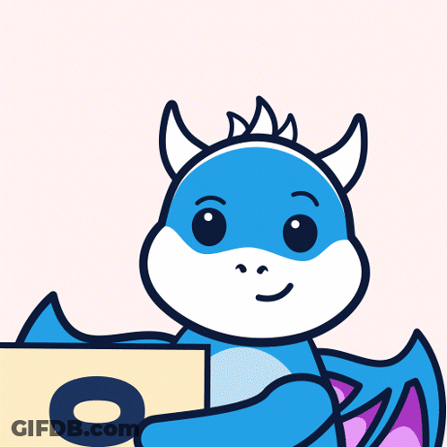 Cartoon Dragon Holding Number Ten GIF