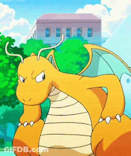 Cartoon Dragon In Front Of Building GIF
