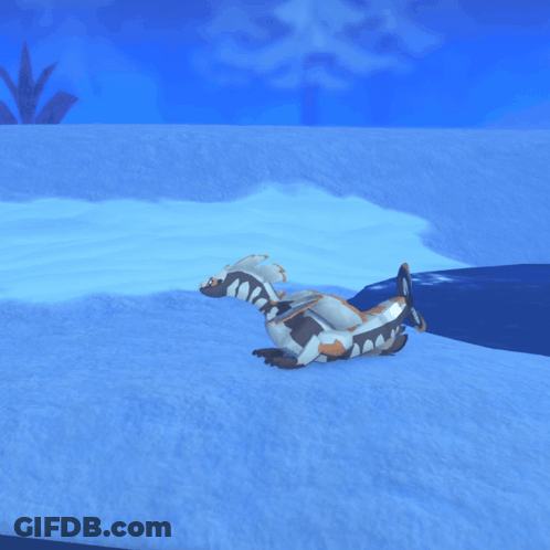 Cartoon Dragon Laying On Snow GIF