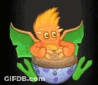 Cartoon Dragon Sitting On Blue Egg GIF
