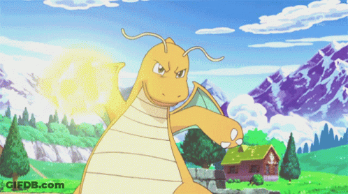 Cartoon Dragon Standing In Field With House GIF