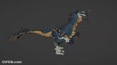 Cartoon Dragon With Feathers On Head GIF
