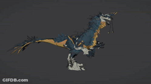 Cartoon Dragon With Long Tail GIF