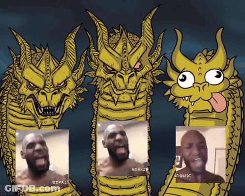 Cartoon Dragon With Man And Text @Dakit GIF