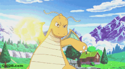 Cartoon Dragon With Mountain Background GIF