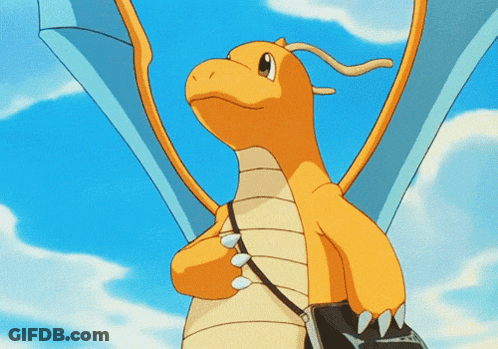 Cartoon Dragon With Purse Around Waist GIF