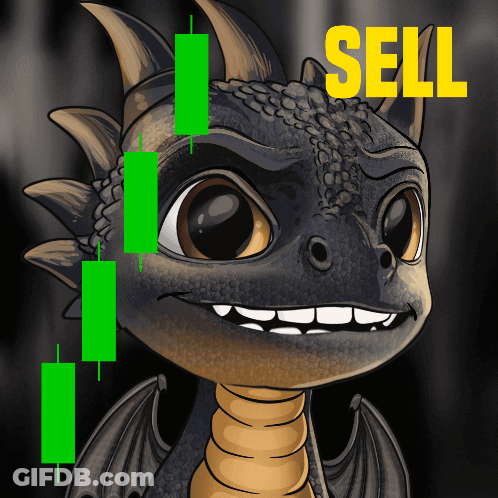 Cartoon Dragon With Word Sell In Background GIF