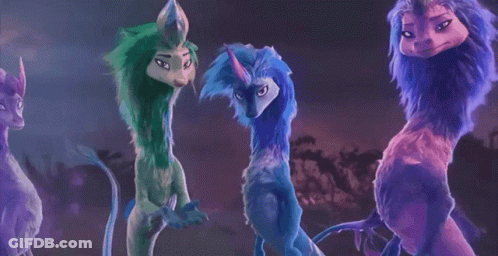 Cartoon Dragons Standing In Field GIF