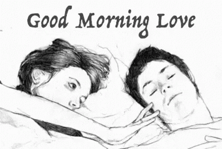 Cartoon Drawing Cuddling Couple Love Good Morning GIF