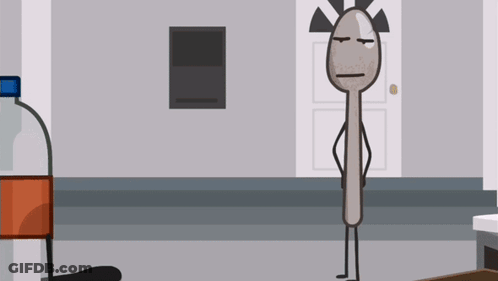 Cartoon Drawing Of Bottle And Spoon With Spikes GIF