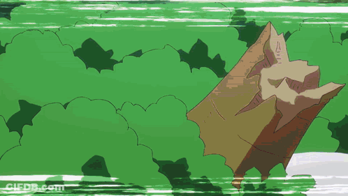 Cartoon Drawing Of Cliff Surrounded By Green Leaves GIF
