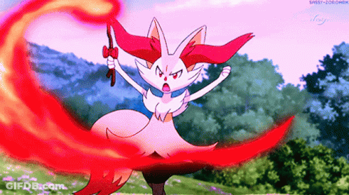 Cartoon Drawing Of Fox With Red Tail And Sword GIF