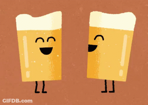 Cartoon Drawing Of Two Glasses Of Beer With Faces GIF