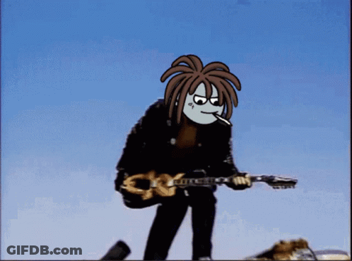 Cartoon Dreadlocked Guitar Player Smoking GIF