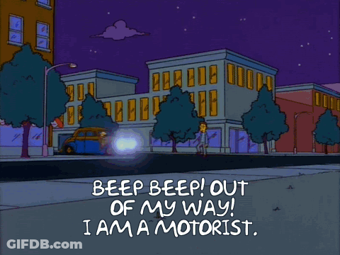 Cartoon Driving Car Saying Beep Beep Out Of My Way I Am A Motorist GIF