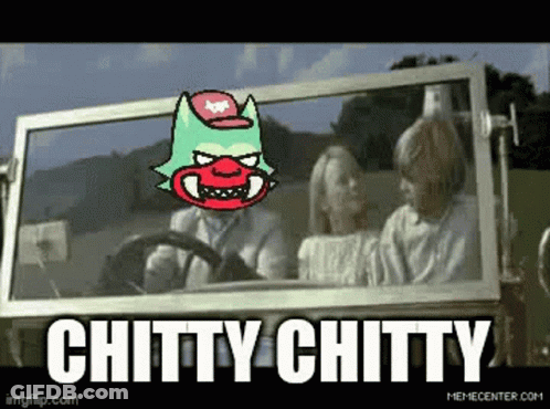 Cartoon Driving Car Saying Chitty Chitty GIF