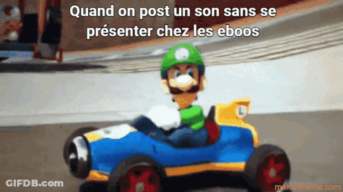 Cartoon Driving Toy Car Saying Quand On Post Un Son Sans Se Presenter Chez Les Ebooos GIF