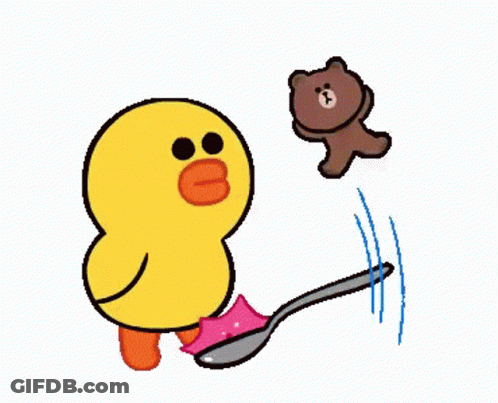 Cartoon Duck And Brown Bear Standing Together GIF