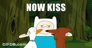 Cartoon Duck And Fox Now Kiss GIF