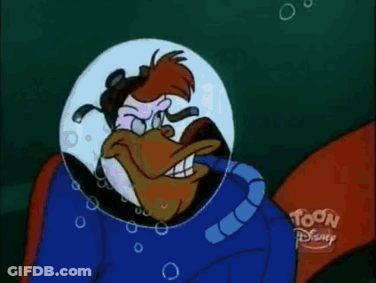 Cartoon Duck And Octopus Surrounded By Bubbles GIF