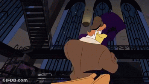 Cartoon Duck Carrying Another Duck GIF