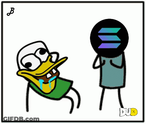 Cartoon Duck Crying Next To Man With Logo On Head GIF