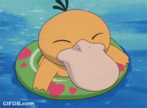 Cartoon Duck Floating On Green Circle GIF