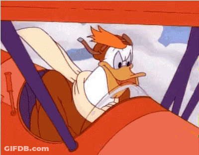 Cartoon Duck Flying Red Airplane GIF