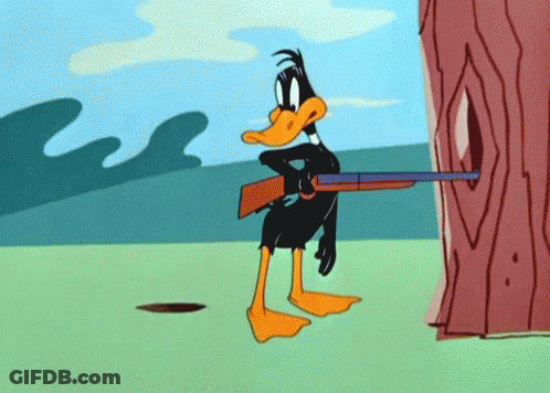 Cartoon Duck Holding Shotgun GIF