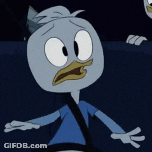 Cartoon Duck In Blue Shirt With Seat Belt In Car GIF