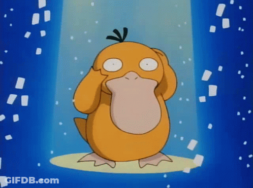 Cartoon Duck In Front Of Blue Squares GIF