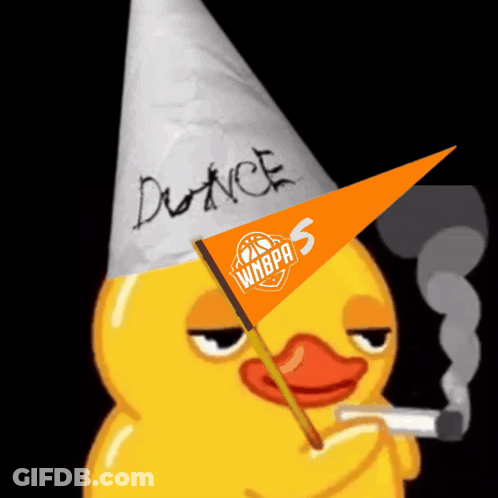 Cartoon Duck In Party Hat Holding Winbpa Flag GIF