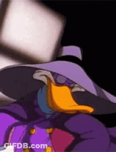 Cartoon Duck In Purple Jacket And Hat GIF