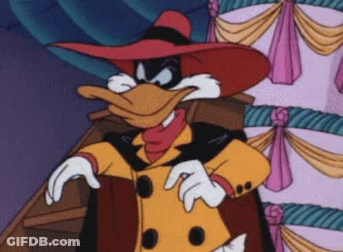Cartoon Duck In Red Hat And Yellow Coat GIF