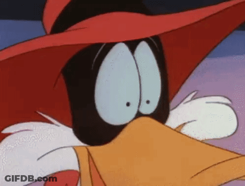 Cartoon Duck In Red Hat Close Up GIF